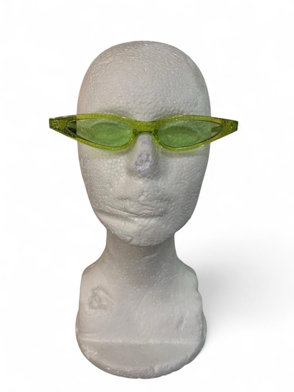 Women’s Vintage Y2K Lime Green Glitter Cat-Eye Fashion Glasses
